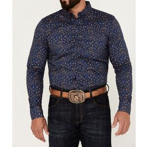 CODY JAMES MEN'S MEADOWLARK FLORAL PRINT LONG SLEEVE BUTTON-DOWN STRETCH WESTERN
